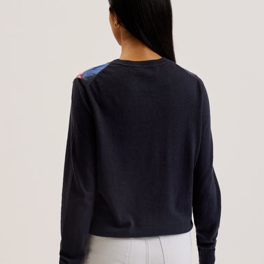Women's Teanha-Woven Front Printed Jumper Navy