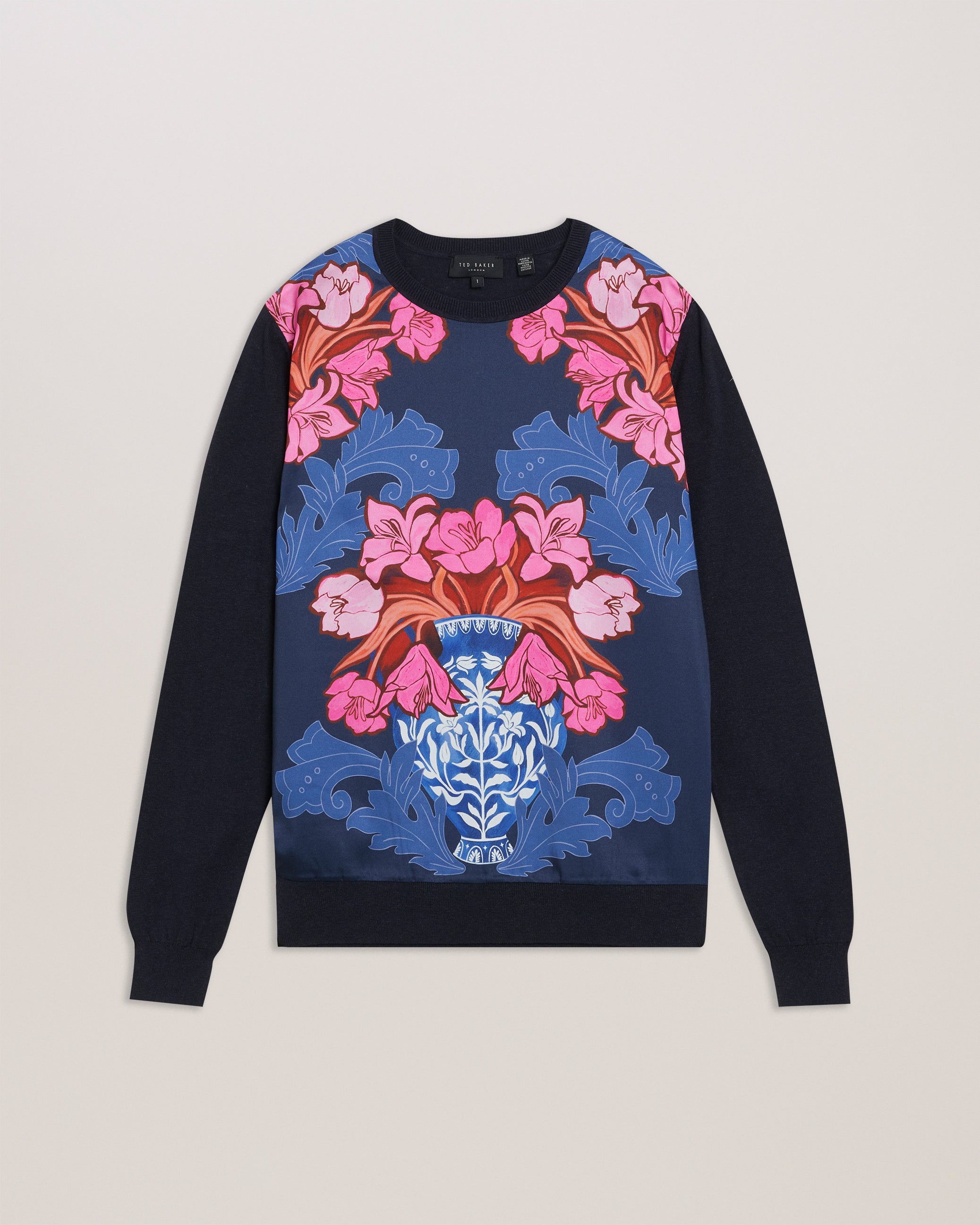 Women's Teanha-Woven Front Printed Jumper Navy