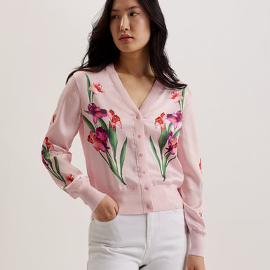 Women's Meralll-Woven Front Printed Cardigan Lt-Pink