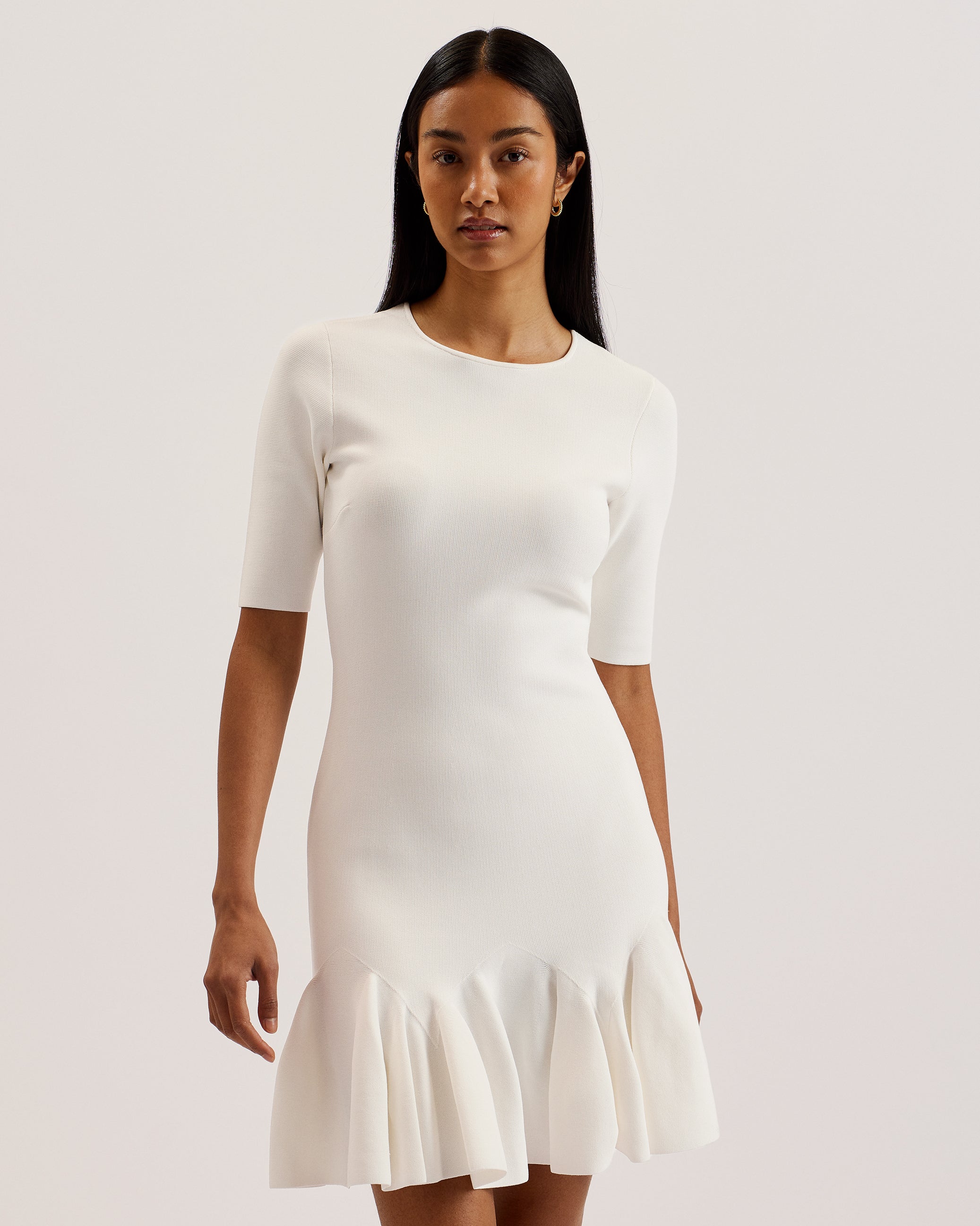 Women's Alzann-Knitted Mini Skater Dress Ivory