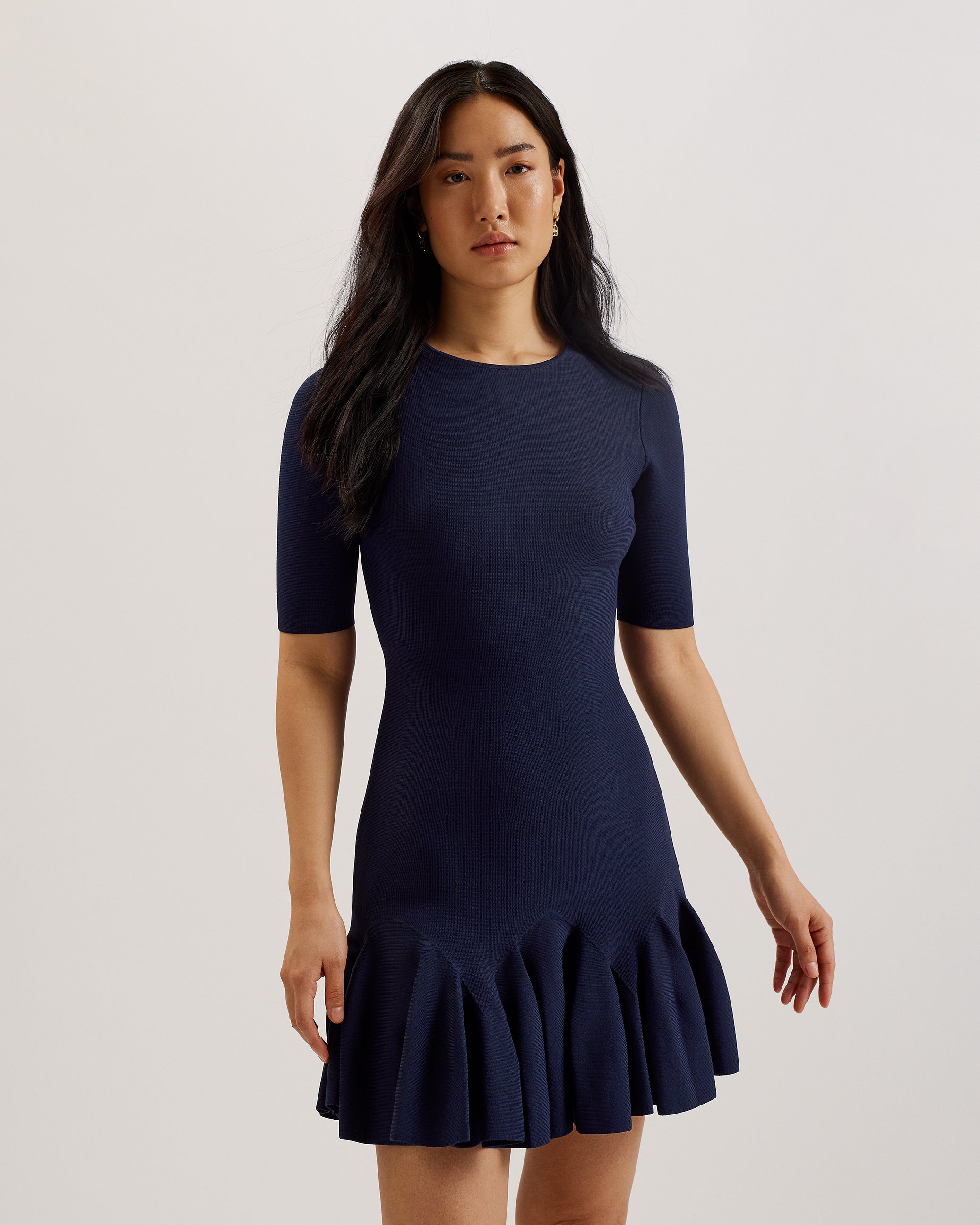 Women's Alzann-Knitted Mini Skater Dress Navy