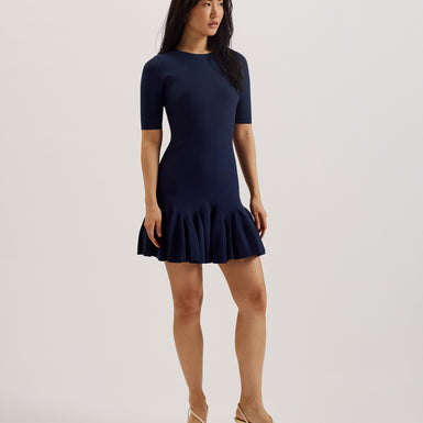 Women's Alzann-Knitted Mini Skater Dress Navy