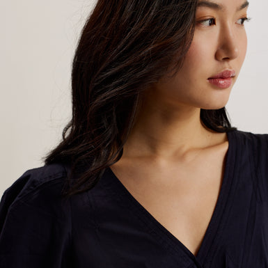 Women's Atenas-Puff Sleeve V Neck Midaxi Dress Navy