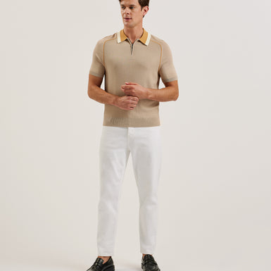 Men's Paxto-Ss Regular Textured Zip Polo Taupe