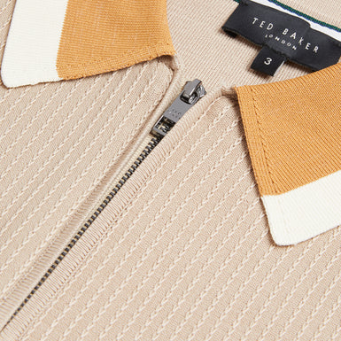Men's Paxto-Ss Regular Textured Zip Polo Taupe
