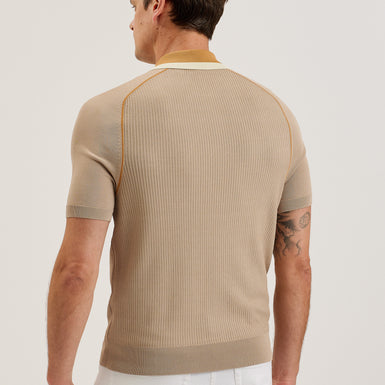 Men's Paxto-Ss Regular Textured Zip Polo Taupe