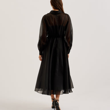 Women's Gibara-Sheer Organza Shirt Maxi Dress Black