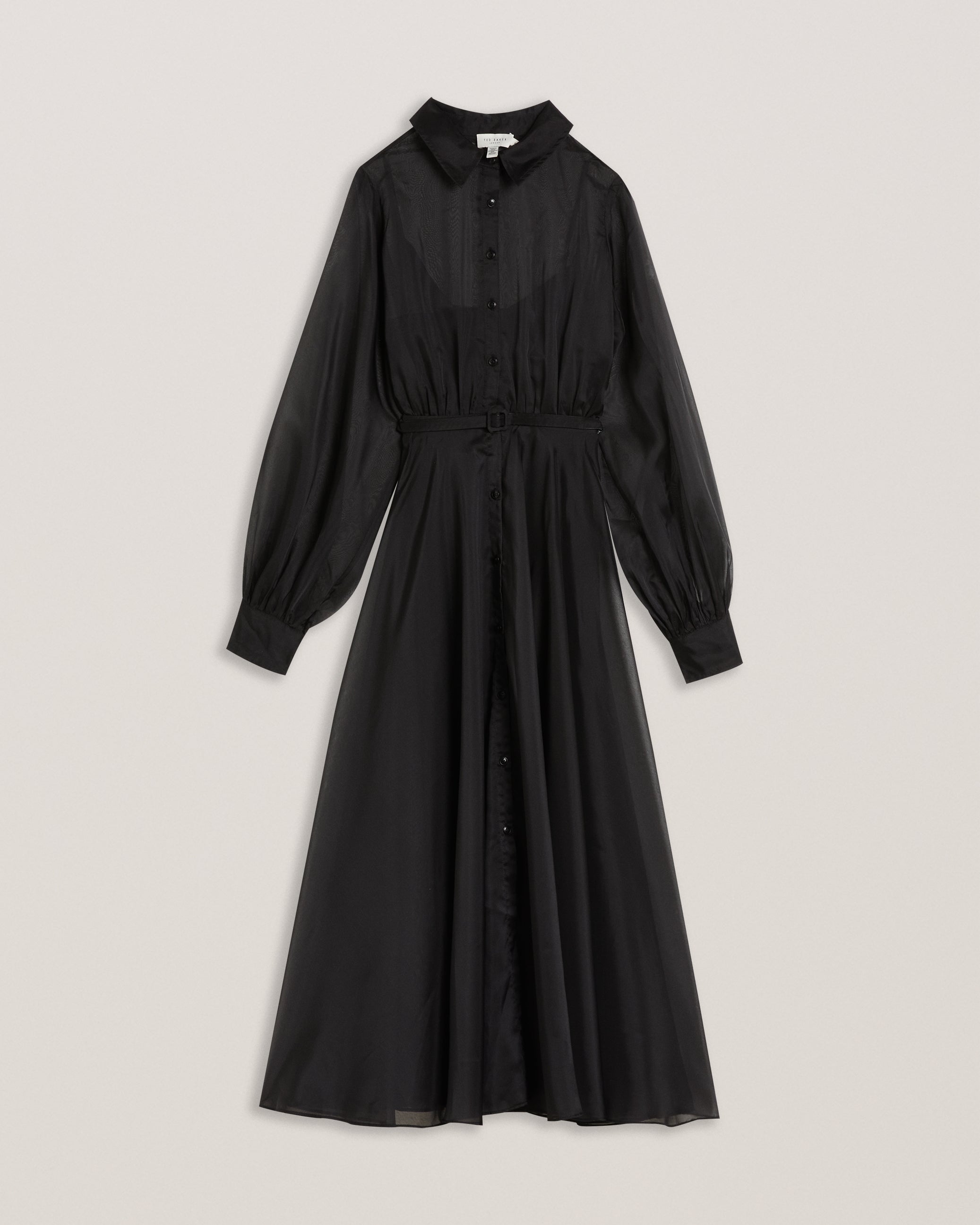 Women's Gibara-Sheer Organza Shirt Maxi Dress Black