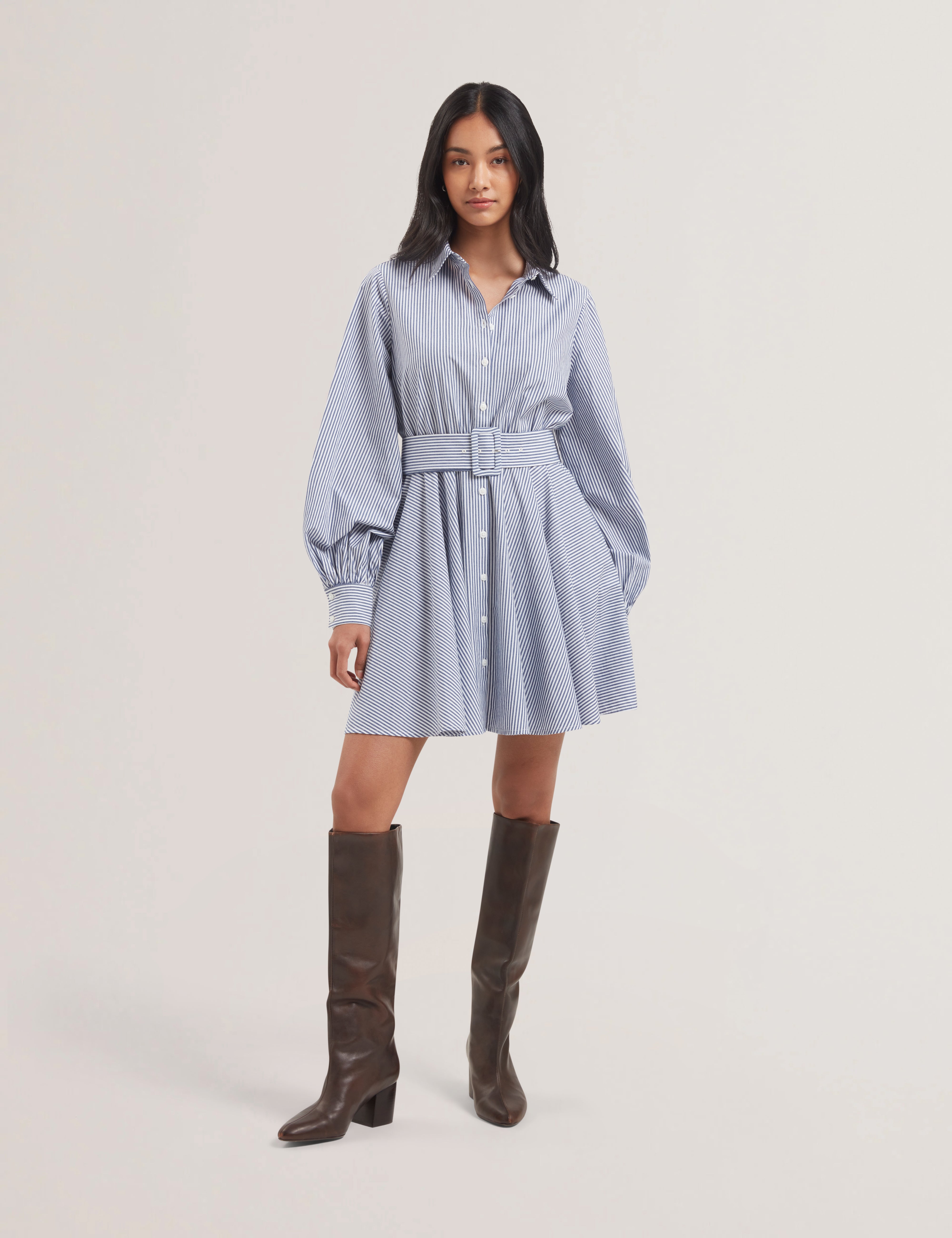 Women's IBARRA-Cotton Shirt Mini Dress Navy