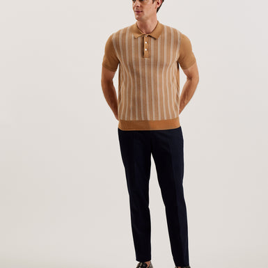 Men's Dotiz-Ss Regular Jacquard Polo Brown