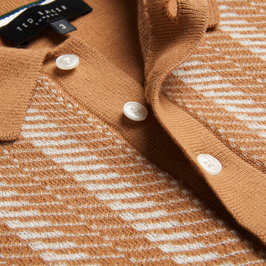 Men's Dotiz-Ss Regular Jacquard Polo Brown