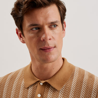 Men's Dotiz-Ss Regular Jacquard Polo Brown