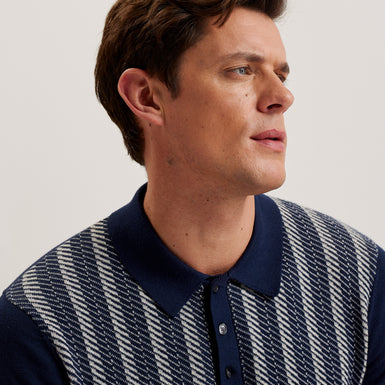 Men's Dotiz-Ss Regular Jacquard Polo Navy