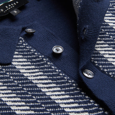 Men's Dotiz-Ss Regular Jacquard Polo Navy