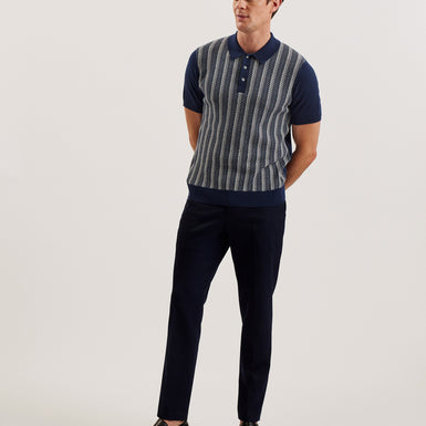Men's Dotiz-Ss Regular Jacquard Polo Navy
