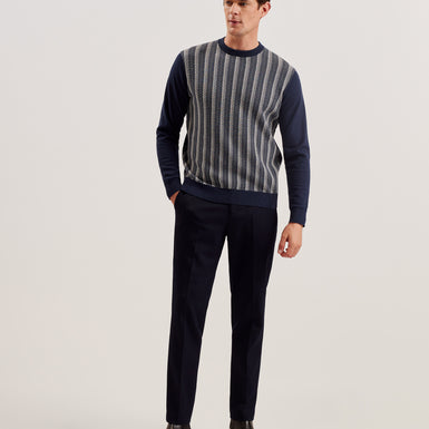 Men's Enwich-Ls Regular Jacquard Crew Neck Navy