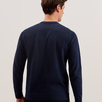 Men's Enwich-Ls Regular Jacquard Crew Neck Navy