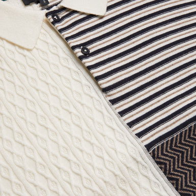 Men's Minsta-Ss Regular Multi Stitch Button Polo Ecru