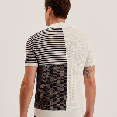 Men's Minsta-Ss Regular Multi Stitch Button Polo Ecru