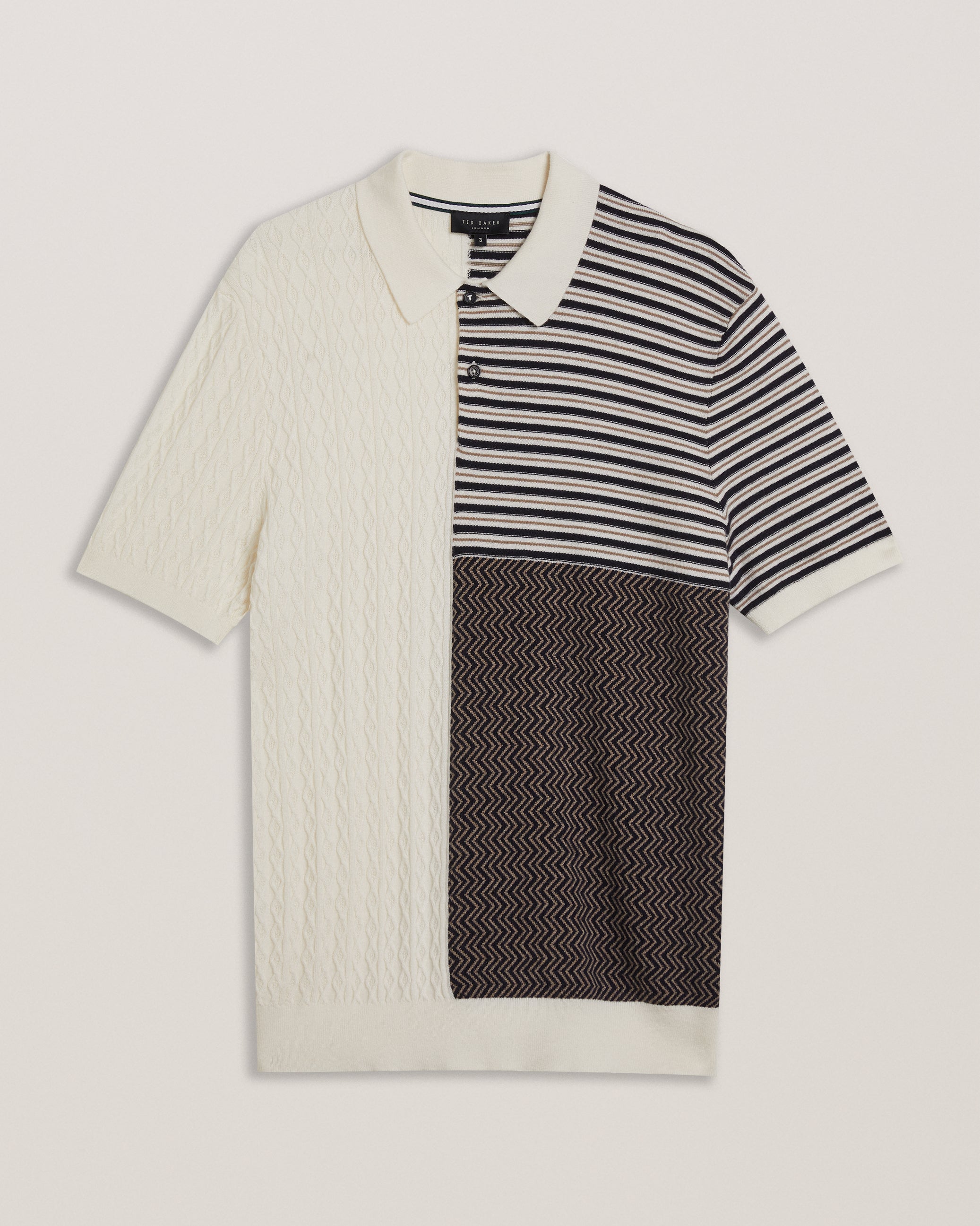 Men's Minsta-Ss Regular Multi Stitch Button Polo Ecru