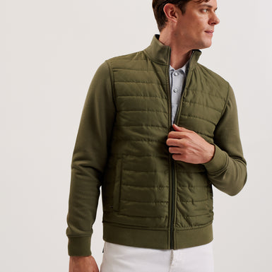 Men's Entil-Ls Regular Fit Quilted Funnel Neck Khaki