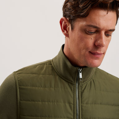 Men's Entil-Ls Regular Fit Quilted Funnel Neck Khaki