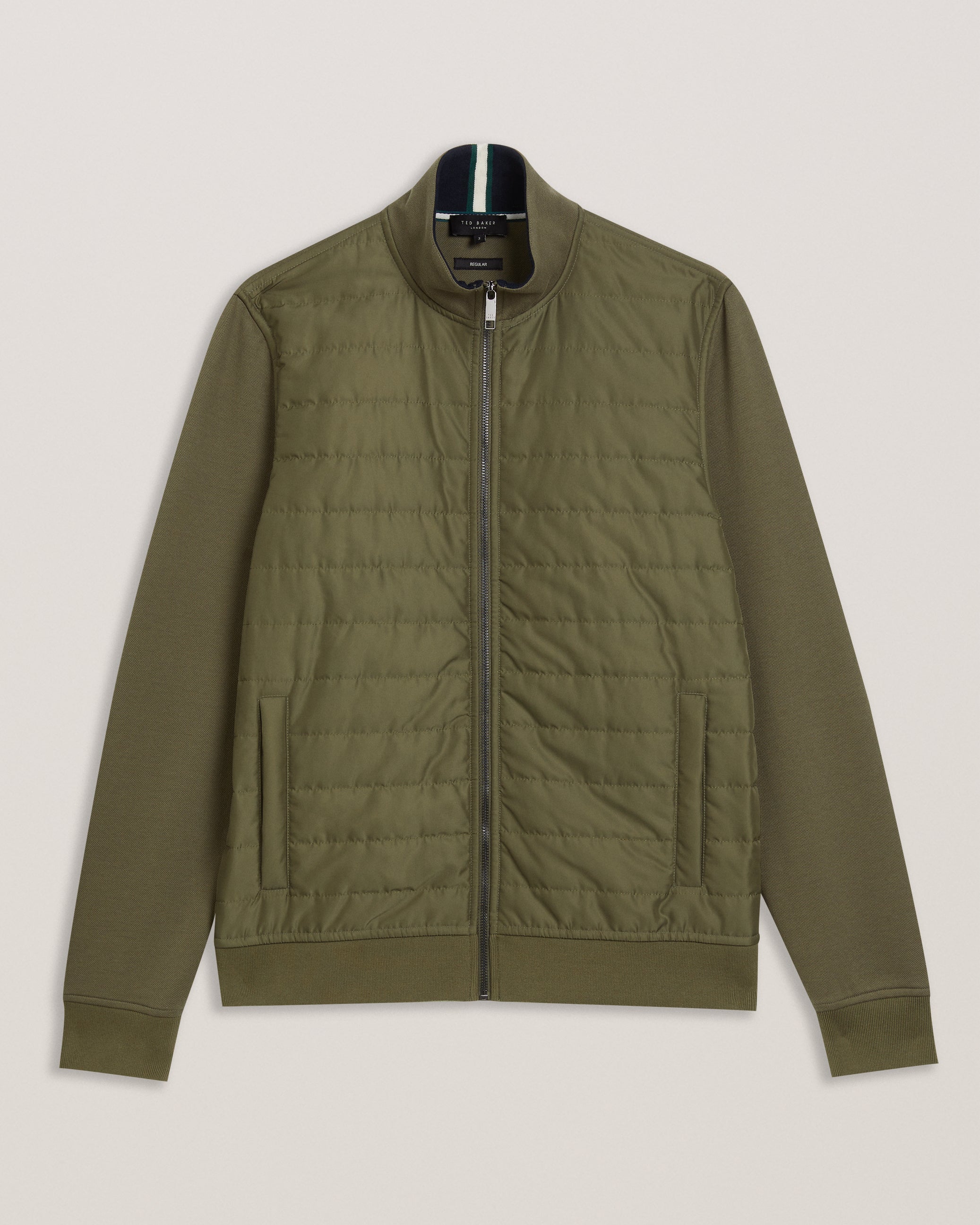 Men's Entil-Ls Regular Fit Quilted Funnel Neck Khaki