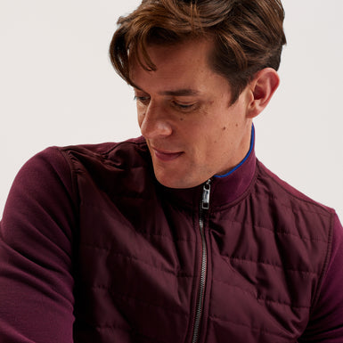 Men's Entil-Ls Regular Fit Quilted Funnel Neck Maroon