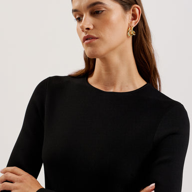 Women's Loisss-Flippy Skirt Long Sleeve Mini Dress Black