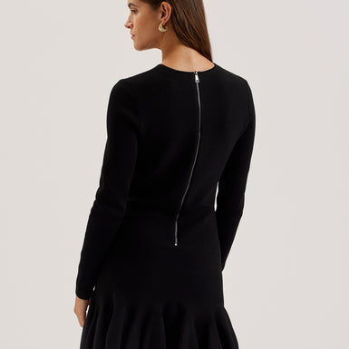 Women's Loisss-Flippy Skirt Long Sleeve Mini Dress Black