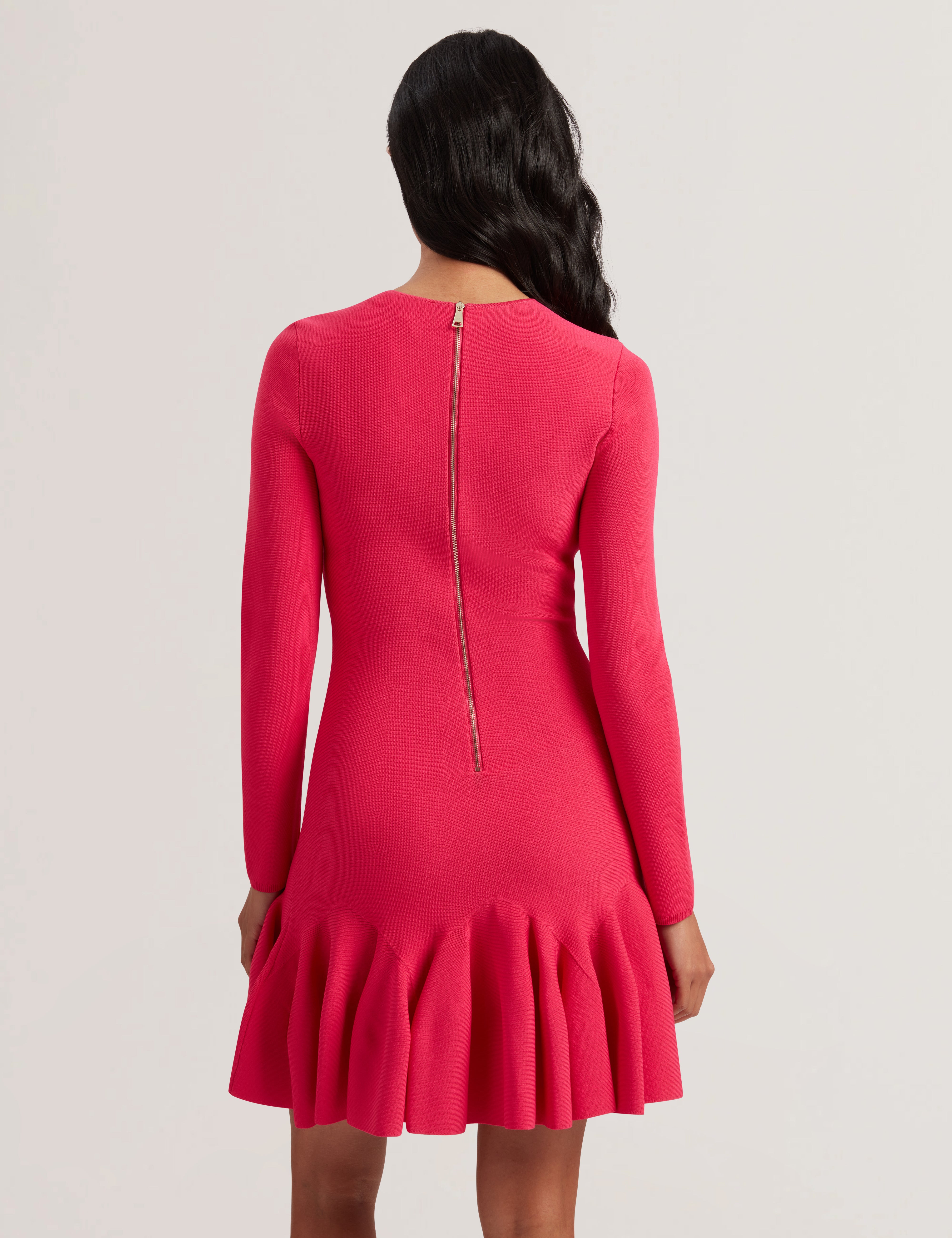 Women's Loisss-Flippy Skirt Long Sleeve Mini Dress Fuchsia