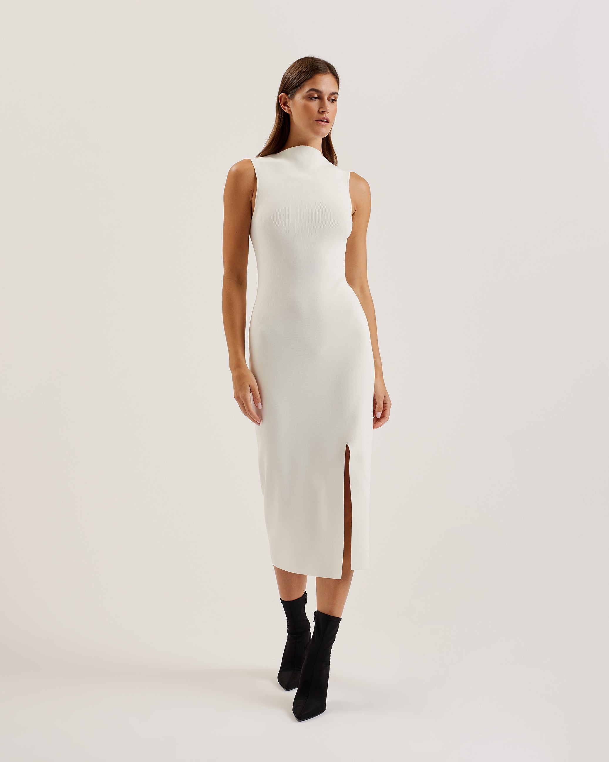 Women's Isbelli-Bodycon Knit Dress With Front Split Ivory