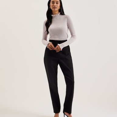 Women's Raineee-Metallic Ribbed Funnel Neck Jumper Lt-Purple