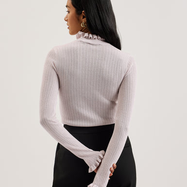 Women's Raineee-Metallic Ribbed Funnel Neck Jumper Lt-Purple