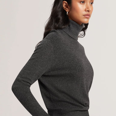 Women's Tamsenn-Roll Neck Fluted Sleeve Sweater Dk-Grey