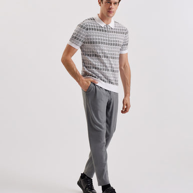 Men's Levers-Ss Regular Jacquard Zip Polo White