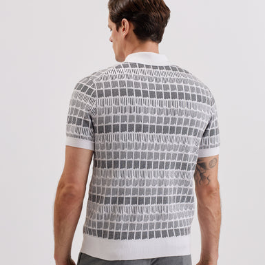 Men's Levers-Ss Regular Jacquard Zip Polo White