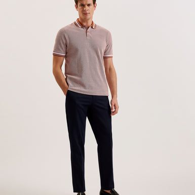Men's Phenes-Ss Regular Fit Textured Polo Brown