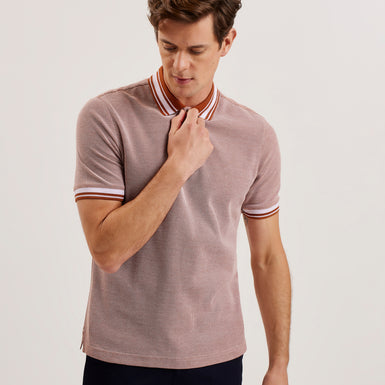 Men's Phenes-Ss Regular Fit Textured Polo Brown