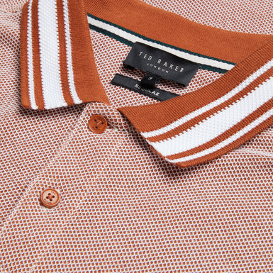 Men's Phenes-Ss Regular Fit Textured Polo Brown