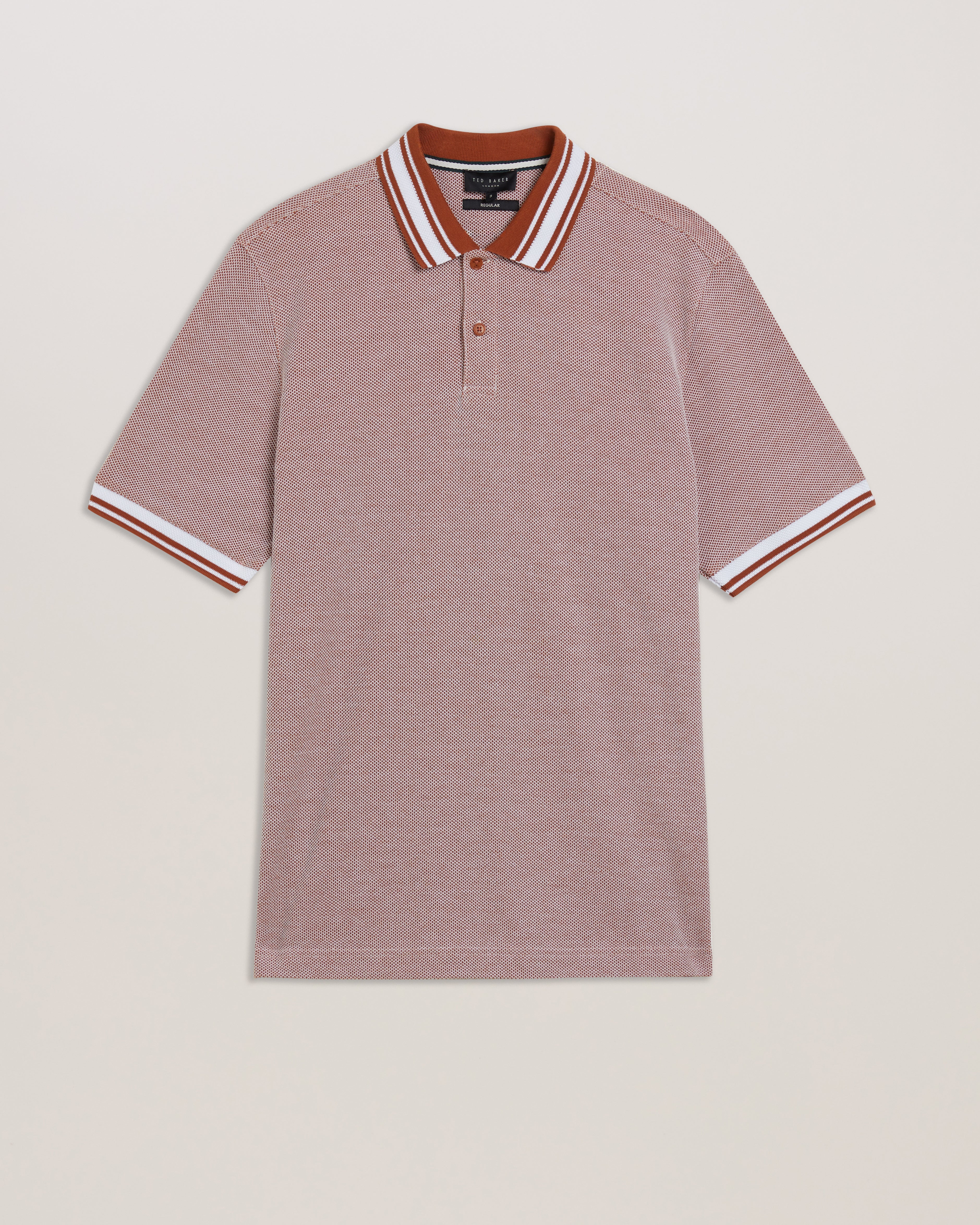 Men's Phenes-Ss Regular Fit Textured Polo Brown