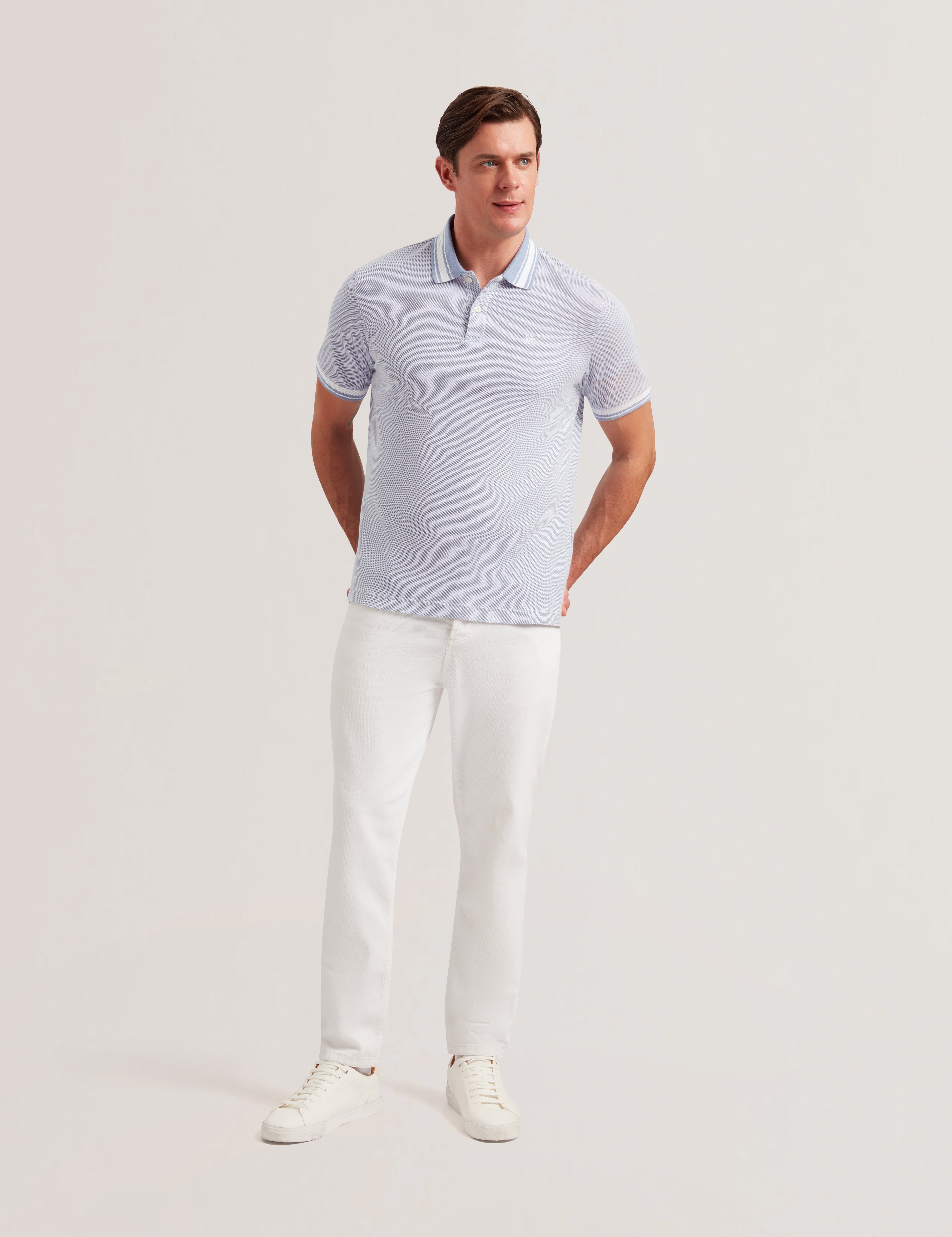 Men's Phenes-Ss Regular Fit Textured Polo Lt-Purple