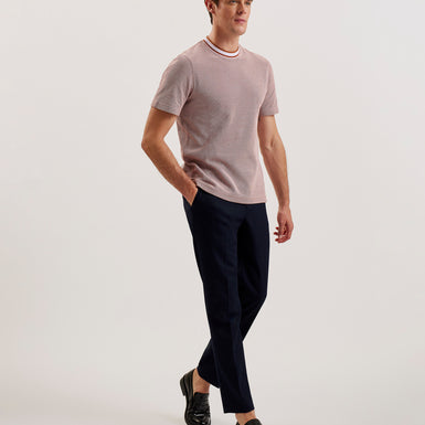 Men's Arlon-Ss Regular Fit Textured T-Shirt Brown