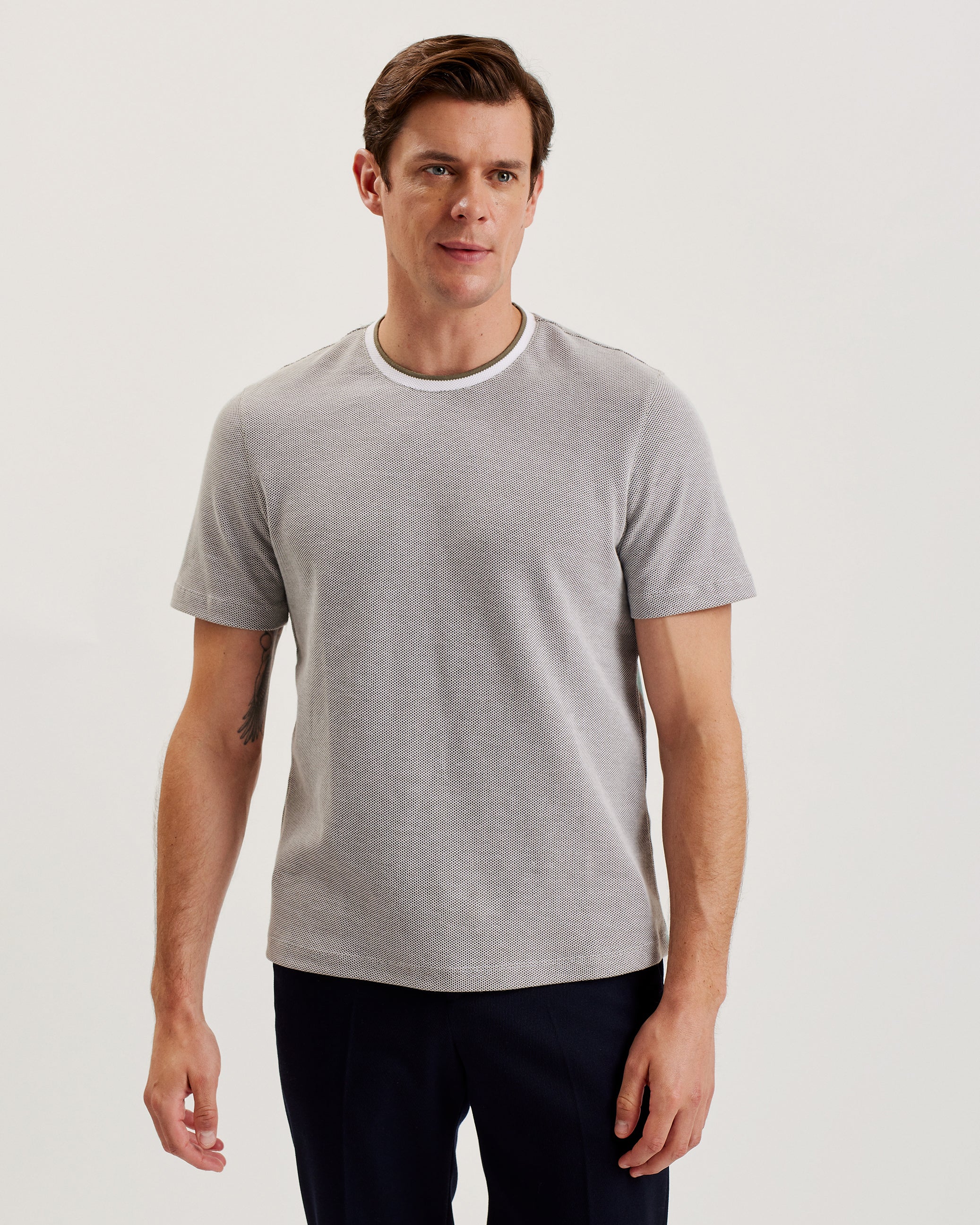 Men's Arlon-Ss Regular Fit Textured T-Shirt Olive