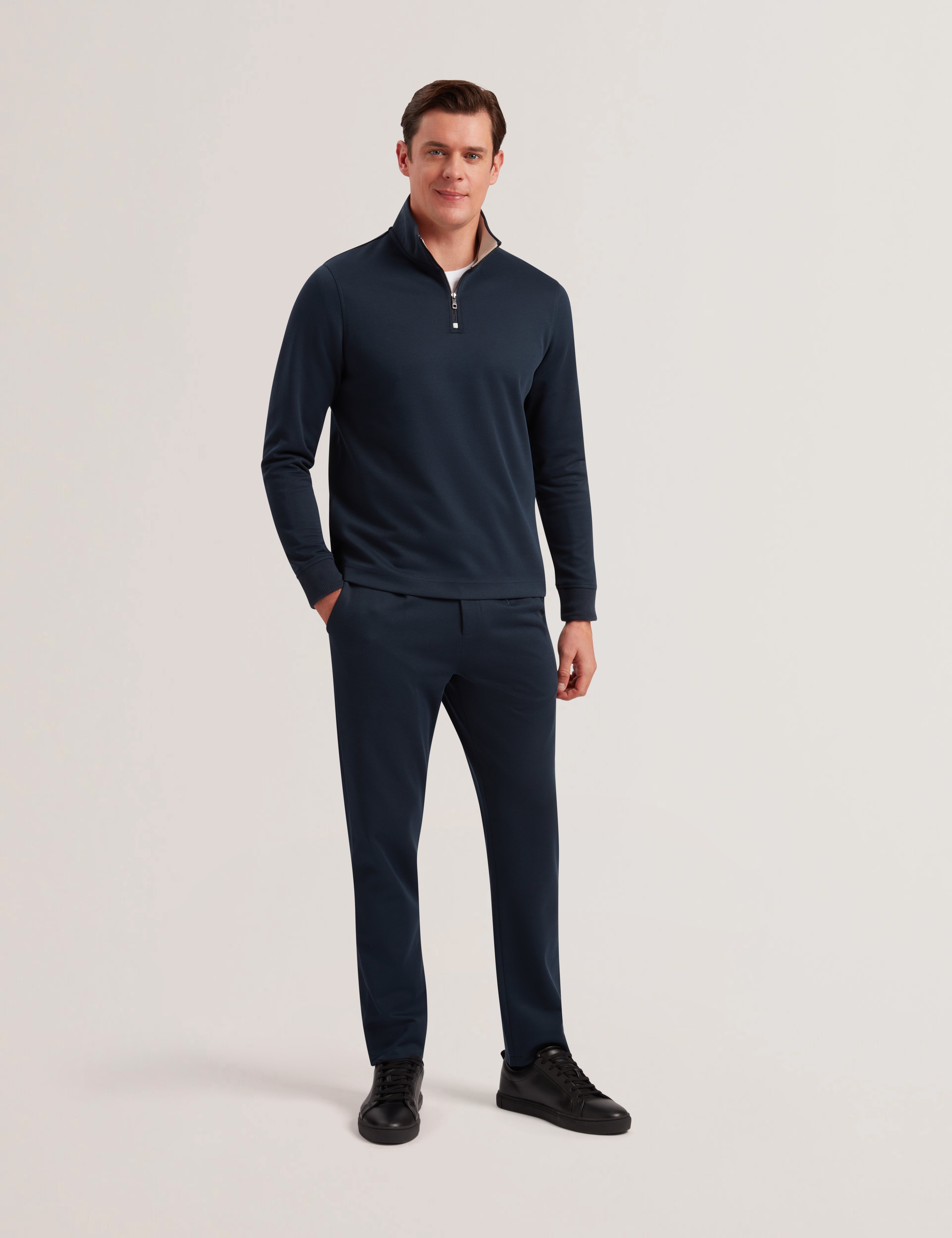 Men's Pryor-Ls Regular Textured Quarter Zip Navy