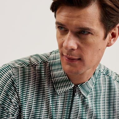 Men's Octon-Ss Regular Textured Half-Zip Polo Dk-Green