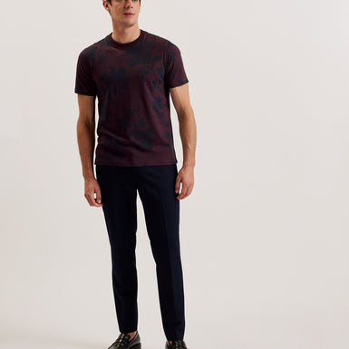 Men's Vendis-Ss Regular Fit Floral Printed T-Shirt Maroon