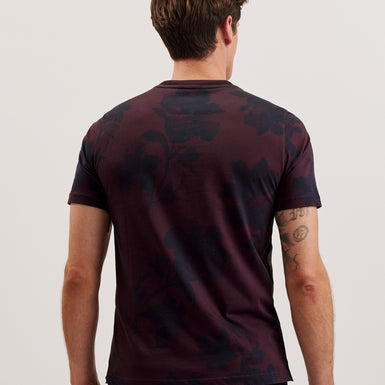 Men's Vendis-Ss Regular Fit Floral Printed T-Shirt Maroon