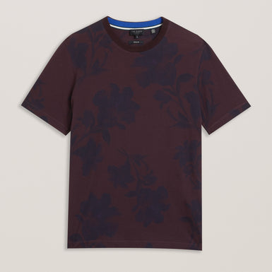 Men's Vendis-Ss Regular Fit Floral Printed T-Shirt Maroon
