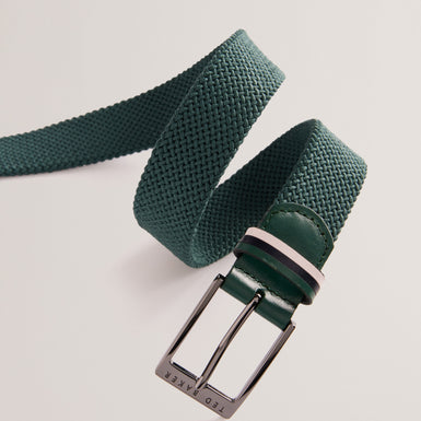 Men's Austiin-Woven Leather Elasticated Belt Dk-Green